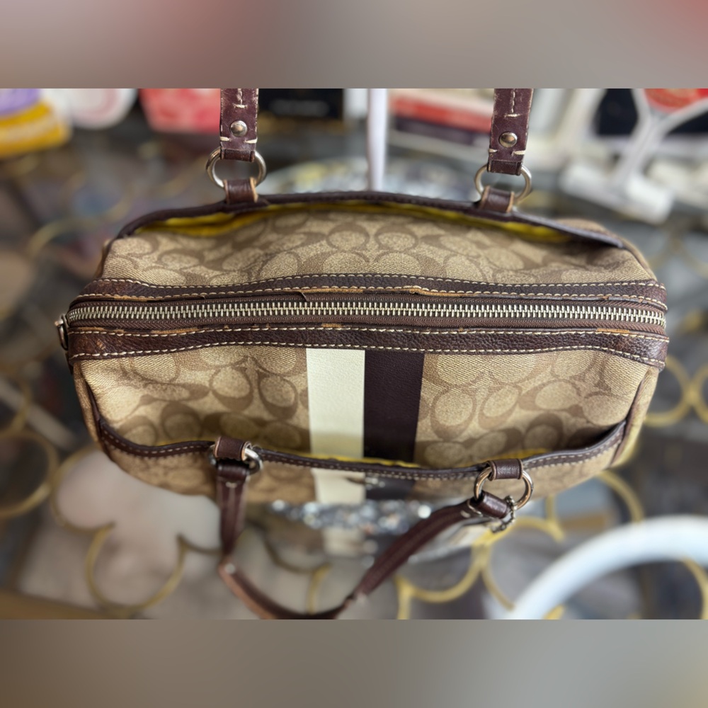 Coach 2009 rehab Heritage Stripe Signature Satchel GUC - Picture 4 of 14